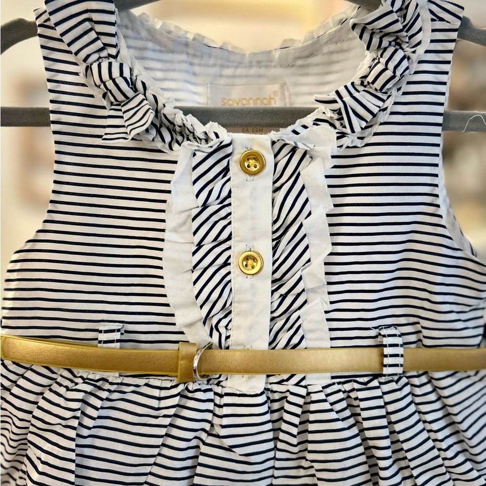 Savannah Striped Dress with Gold Accents